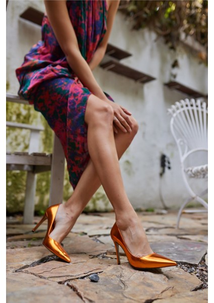 Lizbon Kadın Orange Metalık Stıleto fiyatları