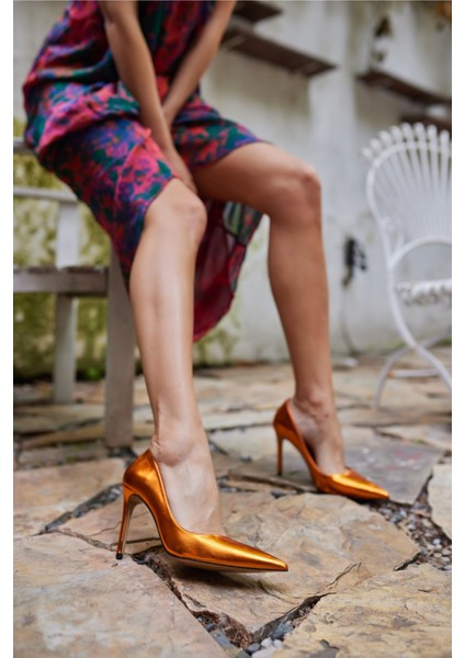 Lizbon Kadın Orange Metalık Stıleto modelleri