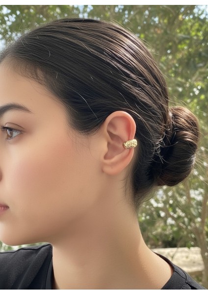 Zirkon Taşlı Gold Renk Earcuff