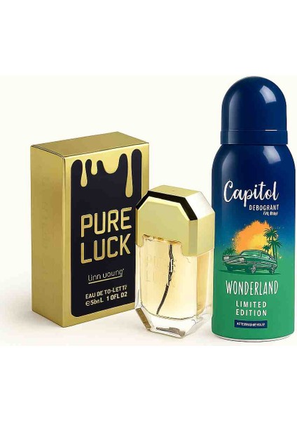 Linn Young Pure Luck 30 ml Erkek Parfümü ve Capitol Deodorant