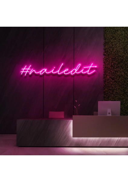 Hashtag Nail Edit Neon LED Yazı