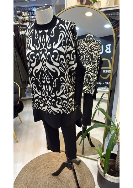 Mendil Tunik Ekru Siyah 6252 indirimleri