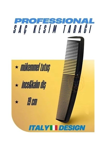 Buğz Profesyonel Saç Kesim Tarağı Geniş Diş ve Ince Diş Tarak Saç Şekillendirme Düzeltme Tarağı