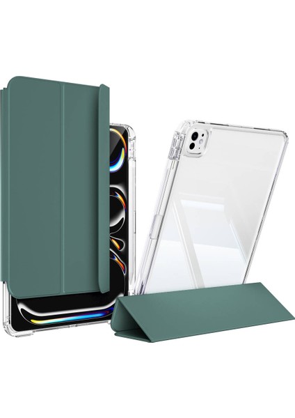 ​​​apple iPad Pro 11 2025 M5 Kılıf Magnetik Ayrılabilen Airbagli Zore Sliding Tablet Kılıfı - Koyu Y