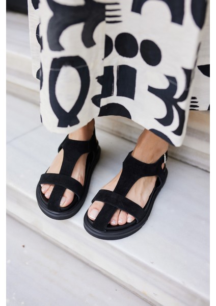 Pesco Kadin Kahve Suet Sandalet modelleri