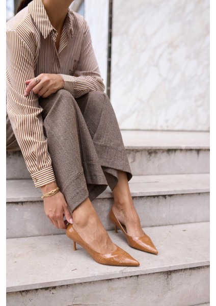 Sorescu Kadın Bordo Kroko Detay Stıleto