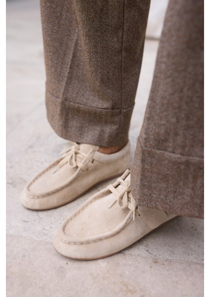 Poet Kadin Bej Gercek Suet Loafer Ayakkabi fiyatları