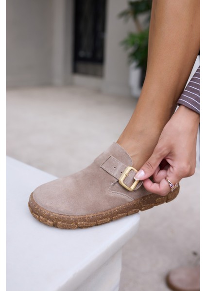 Alessi Kadın Taba Tutun Suet Kaucuk Taban Loafer Ayakkabi