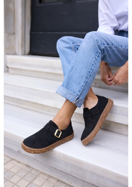 Alessi Kadın Taba Tutun Suet Kaucuk Taban Loafer Ayakkabi