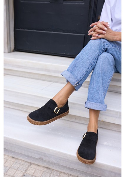 Alessi Kadın Taba Tutun Suet Kaucuk Taban Loafer Ayakkabi modelleri