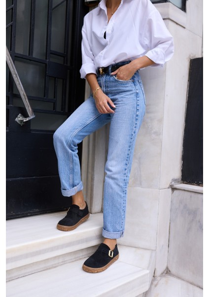 Alessi Kadın Taba Tutun Suet Kaucuk Taban Loafer Ayakkabi