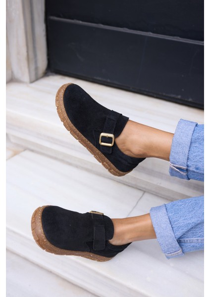 Alessi Kadın Taba Tutun Suet Kaucuk Taban Loafer Ayakkabi