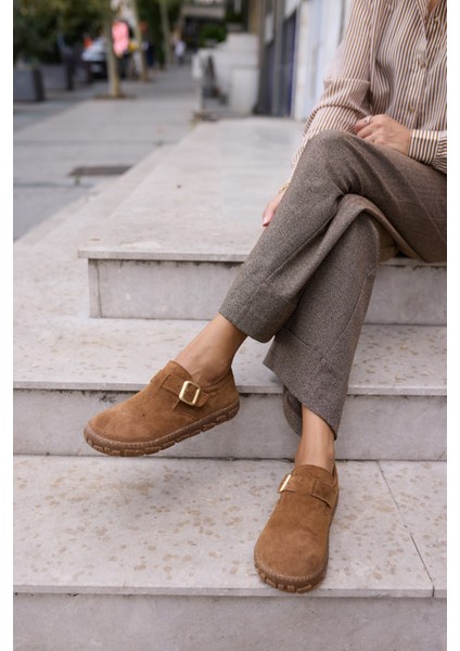 Alessi Kadın Taba Tutun Suet Kaucuk Taban Loafer Ayakkabi fırsatları