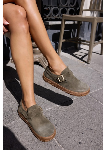 Alessi Kadın Taba Tutun Suet Kaucuk Taban Loafer Ayakkabi