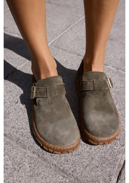 Alessi Kadın Taba Tutun Suet Kaucuk Taban Loafer Ayakkabi