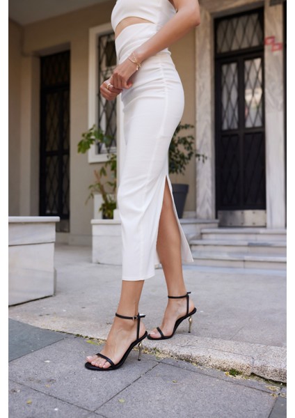 Alec Kadın Siyah Tek Bant Topuklu Sandalet fiyatları