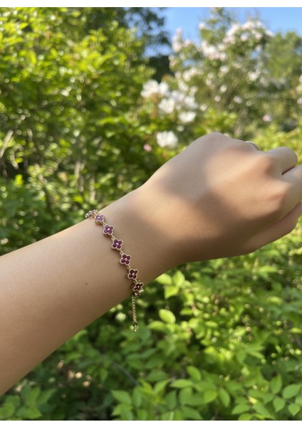 Yonca Model Taşlı Çelik Bileklik Vıp Seri