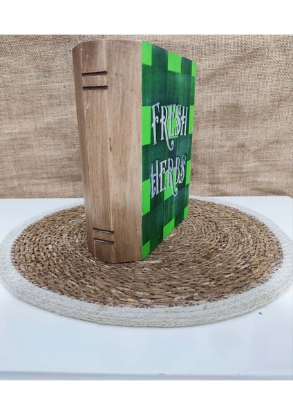 Elaca Ahşap Yeşil Yazılı Dekor Kitap Görünümlü Süs Obje