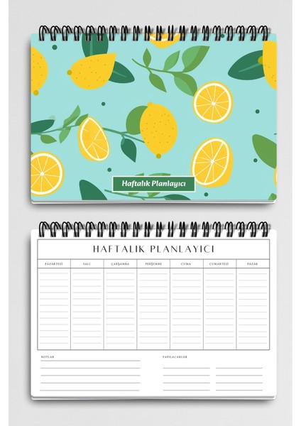 Mavi Limon Desenli A5 Tel Spiralli Yapılacaklar Notlar Listesi Haftalık Planlayıcı fiyatları
