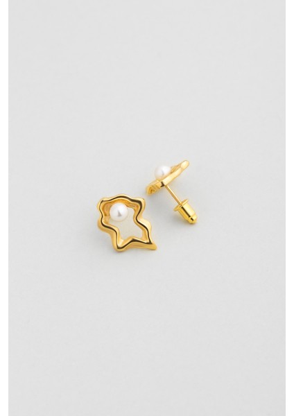 Camila 18 Ayar Sarı Altın Kaplama Gümüş Inci Küpe