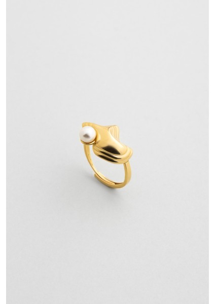 Ophelia 18 Ayar Sarı Altın Kaplama Gümüş Inci Yüzük