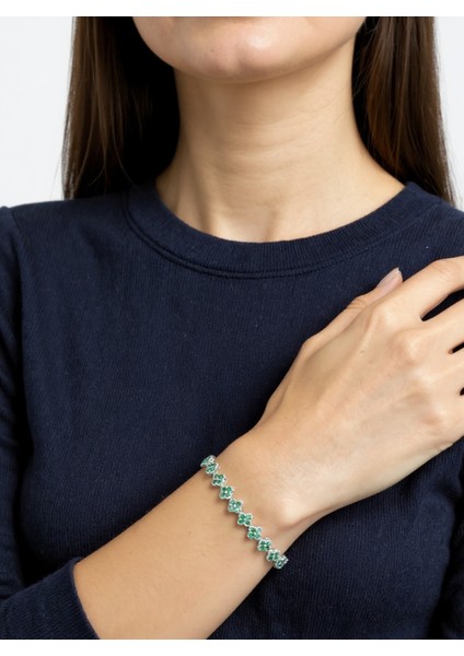 Yonca Model Taşlı Çelik Bileklik Vıp Seri