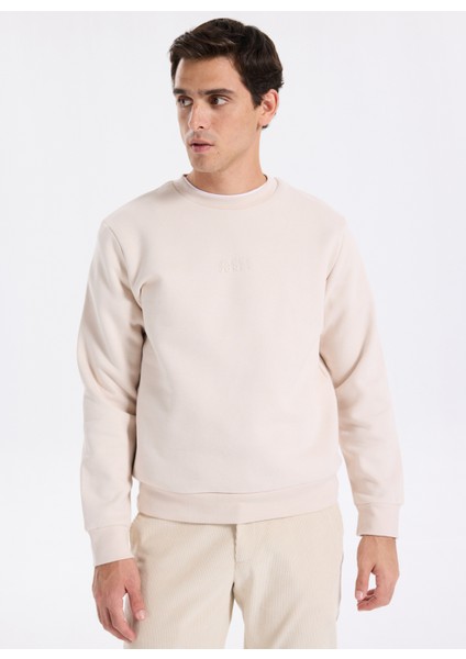 Bisiklet Yaka Krem Erkek Sweatshırt Jornewpoınt Sweat Crew Neck BAW25 modelleri