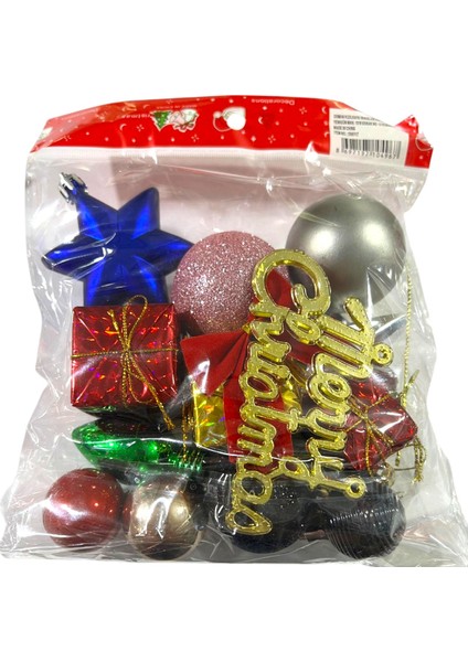 Yılbaşı Süsleri 12 Li Karışık Paket Set Çok Renkli 3-6 cm Süsler