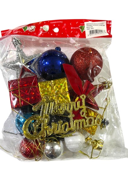 Yılbaşı Süsleri 12 Li Karışık Paket Set Çok Renkli 3-6 cm Süsler modelleri