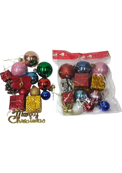 Yılbaşı Süsleri 12 Li Karışık Paket Set Çok Renkli 3-6 cm Süsler fırsatları