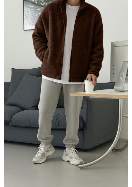 Erkek Isı Termal Iç Dış Sherpa Sonbahar Kış Tam Fermuarlı Peluş Polar Sweatshirt fiyatları