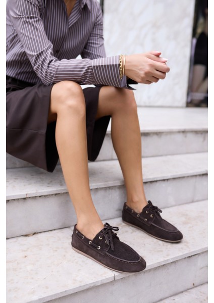 Claro Kadın Bordo Gercek Suet Loafer Ayakkabi