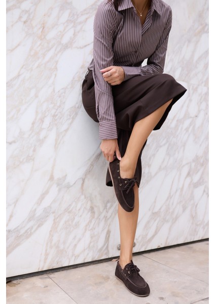 Claro Kadın Bordo Gercek Suet Loafer Ayakkabi