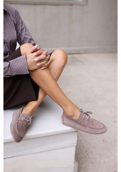 Claro Kadın Bordo Gercek Suet Loafer Ayakkabi