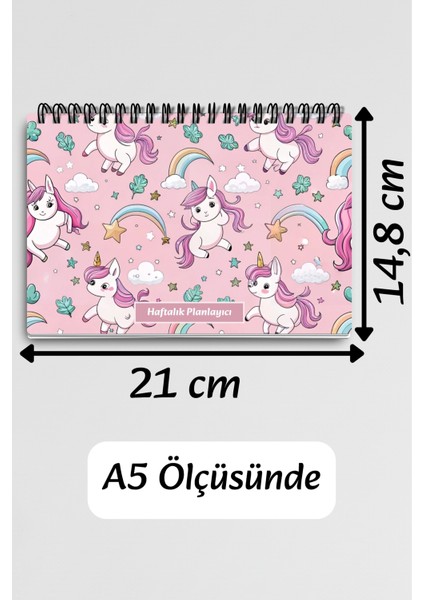 Pembe Unicorn Temalı A5 Tel Spiralli Yapılacaklar Notlar Listesi Haftalık Planlayıcı fırsatları