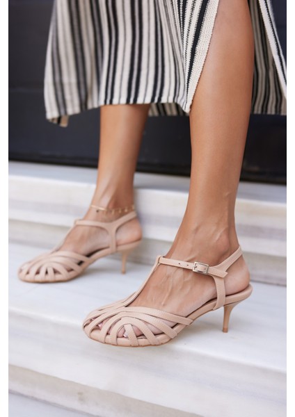 Jeroy Kadın Nude Bantlı 5 cm Topuklu Sandalet