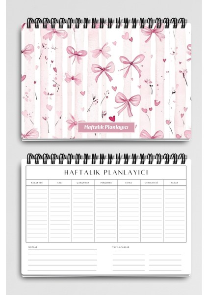 Pembe Buket ve Çiçek Temalı A5 Tel Spiralli Yapılacaklar Notlar Listesi Haftalık Planlayıcı fiyatları