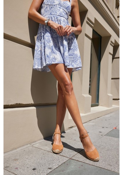 Miss Kadın Bej Biskuvi Gercek Deri Suet 5 cm Topuklu Espadrıl Sandalet fiyatları