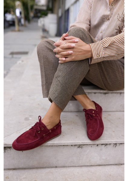 Claro Kadın Bordo Gercek Suet Loafer Ayakkabi fırsatları