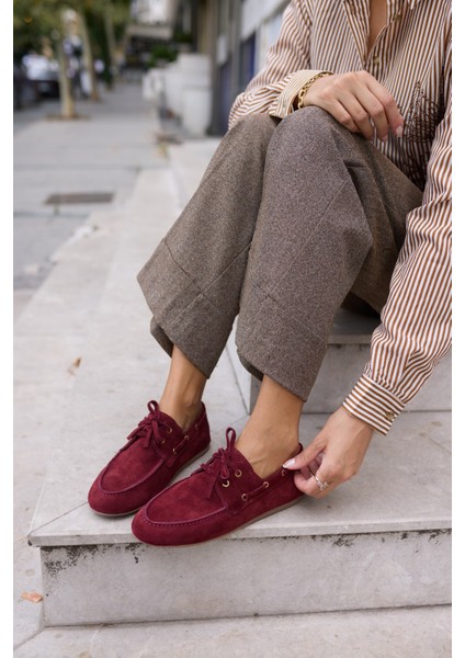 Claro Kadın Bordo Gercek Suet Loafer Ayakkabi indirimleri