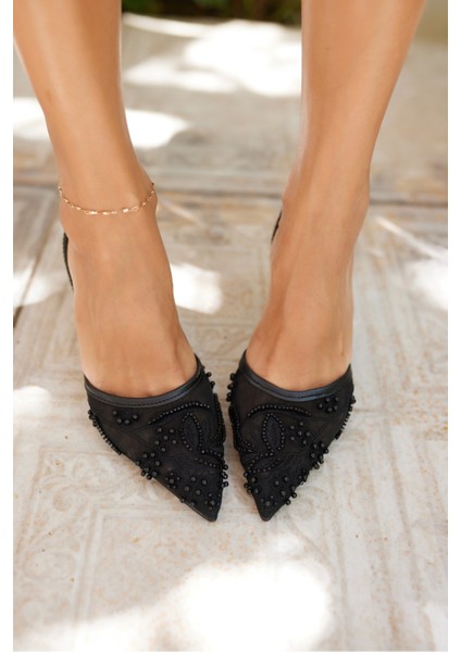 March Kadın Beyaz Tul Işleme Detay Topuklu Ayakkabi fiyatları