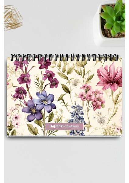 Sonbahar Botanik Çiçekler Temalı A5 Tel Spiralli Yapılacaklar Notlar Listesi Haftalık Planlayıcı