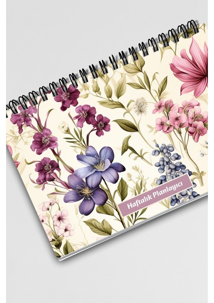 Sonbahar Botanik Çiçekler Temalı A5 Tel Spiralli Yapılacaklar Notlar Listesi Haftalık Planlayıcı