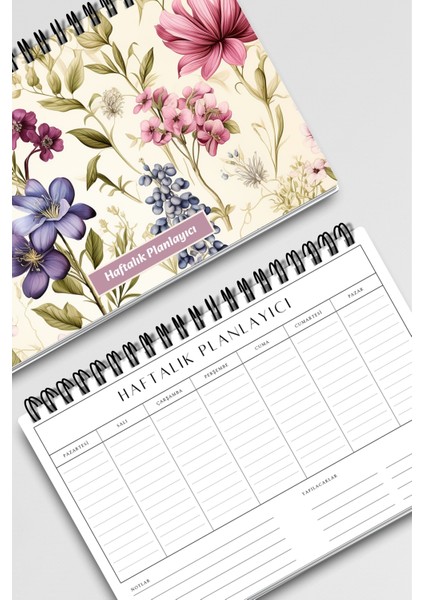 Sonbahar Botanik Çiçekler Temalı A5 Tel Spiralli Yapılacaklar Notlar Listesi Haftalık Planlayıcı
