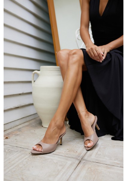 Kante Kadın Nude Topuklu Terlik modelleri