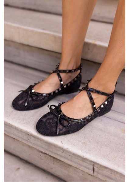 Irisa Kadin Bej Dantel Detayli Balerin Babet