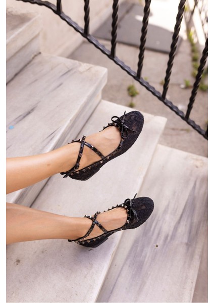 Irisa Kadin Bej Dantel Detayli Balerin Babet