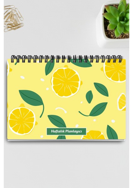 Sarı Limon Desenli A5 Tel Spiralli Yapılacaklar Notlar Listesi Haftalık Planlayıcı