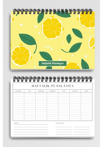 Sarı Limon Desenli A5 Tel Spiralli Yapılacaklar Notlar Listesi Haftalık Planlayıcı fiyatları