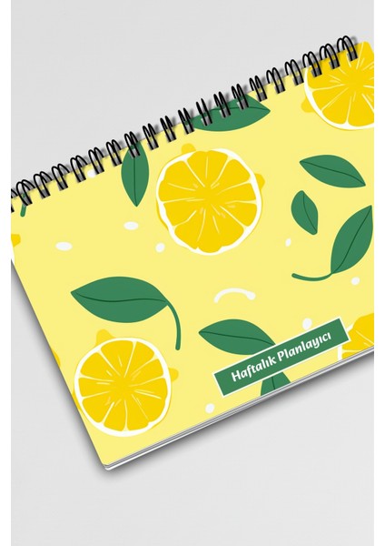 Sarı Limon Desenli A5 Tel Spiralli Yapılacaklar Notlar Listesi Haftalık Planlayıcı